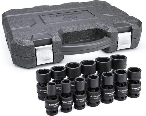 13 Pc. 1/2" Drive 6 Pt. Standard Universal Impact Socket Set, SAE - 84938N - Brahouse