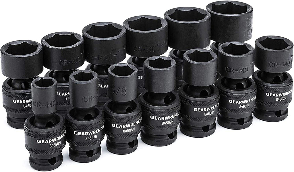 13 Pc. 1/2" Drive 6 Pt. Standard Universal Impact Socket Set, SAE - 84938N - Brahouse