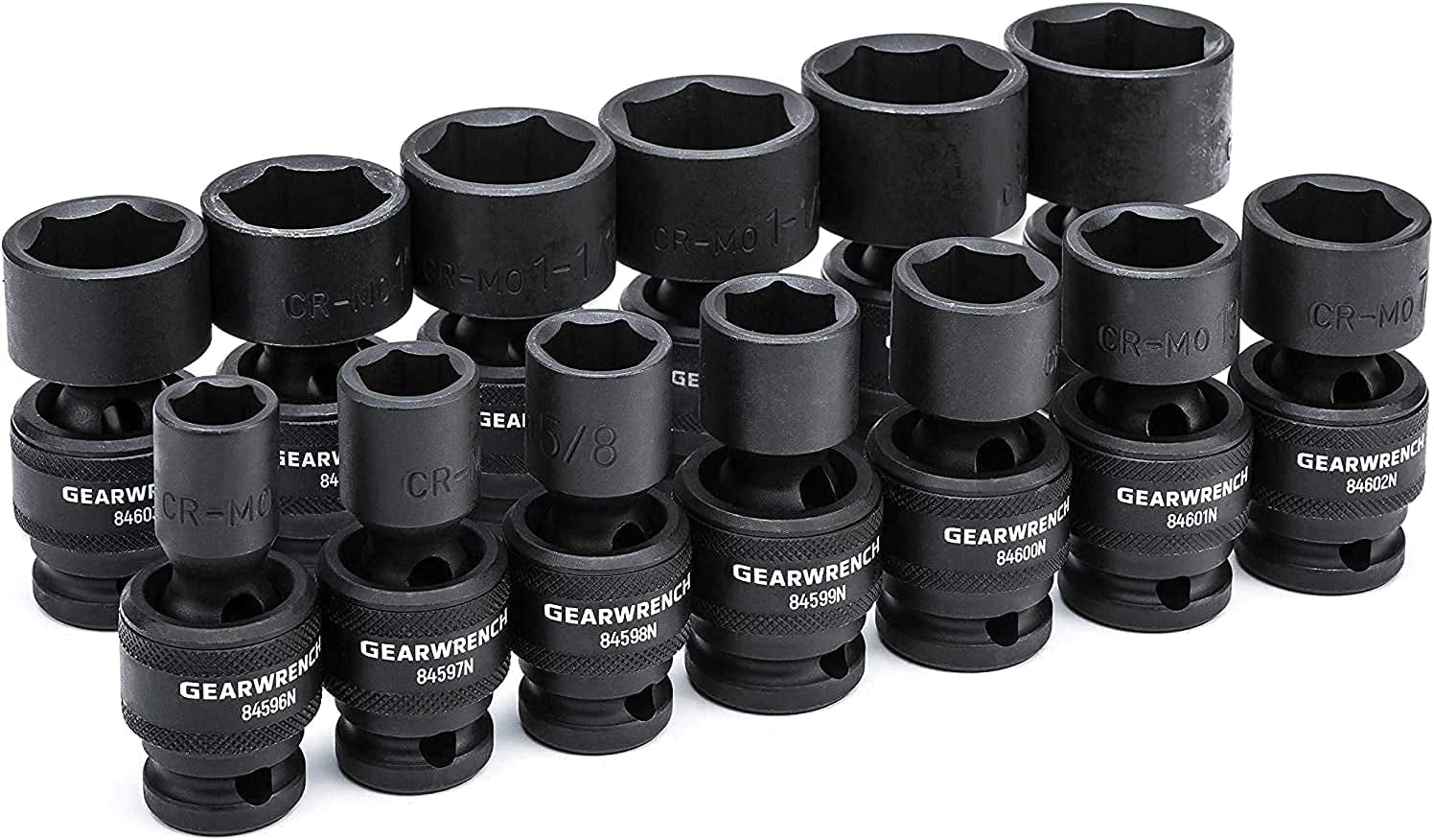 13 Pc. 1/2" Drive 6 Pt. Standard Universal Impact Socket Set, SAE - 84938N - Brahouse
