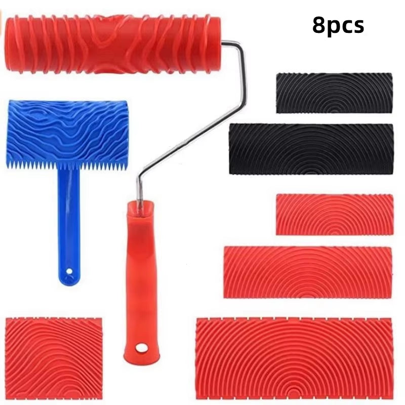 Rubber Roller Brush Imitation Wood Wall Painting Machine DIY Texture Roller Art Paint Brush for Home Decoration Painting Tools