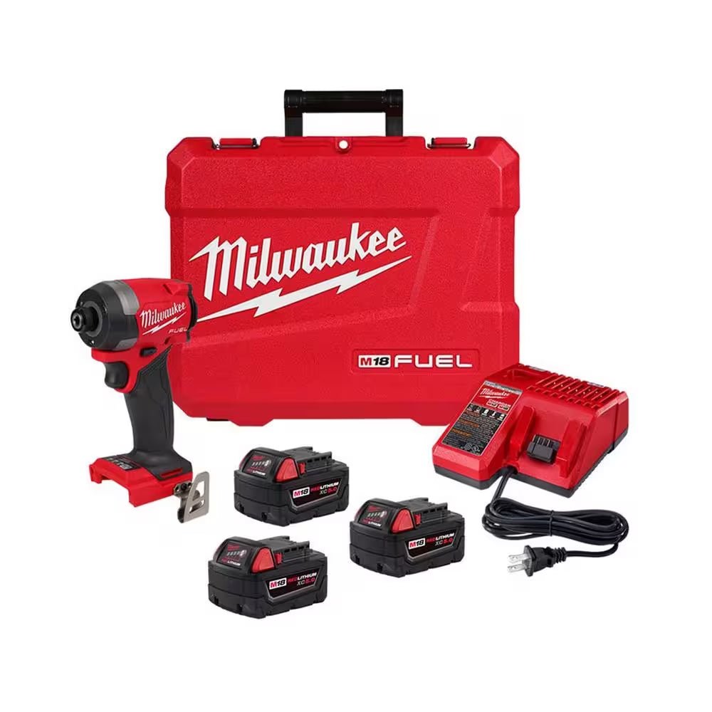 M18 Fuel 18 - V Lithium - Ion Brushless Cordless 1/4 In. Hex Impact Driver Kit W/(3) 5.0 Ah Batteries, Charger & Hard Case - Brahouse
