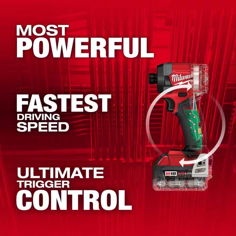 M18 Fuel 18 - V Lithium - Ion Brushless Cordless 1/4 In. Hex Impact Driver Kit W/(3) 5.0 Ah Batteries, Charger & Hard Case - Brahouse