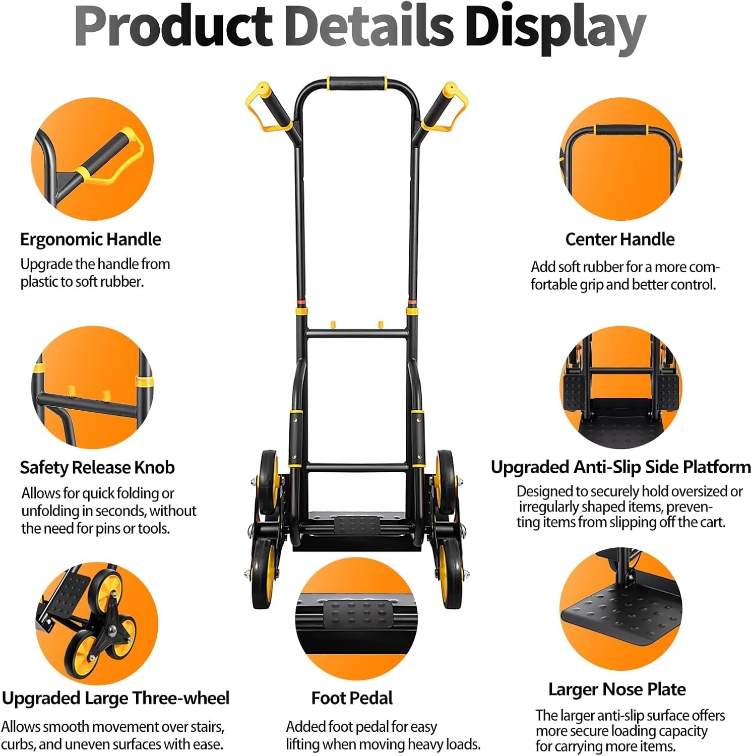 Stair Climbing Dolly, Upgraded Heavy - Duty Stair Climber Hand Truck 770 Lbs... - Brahouse