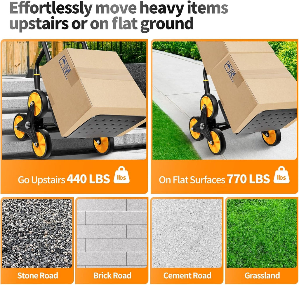Stair Climbing Dolly, Upgraded Heavy - Duty Stair Climber Hand Truck 770 Lbs... - Brahouse