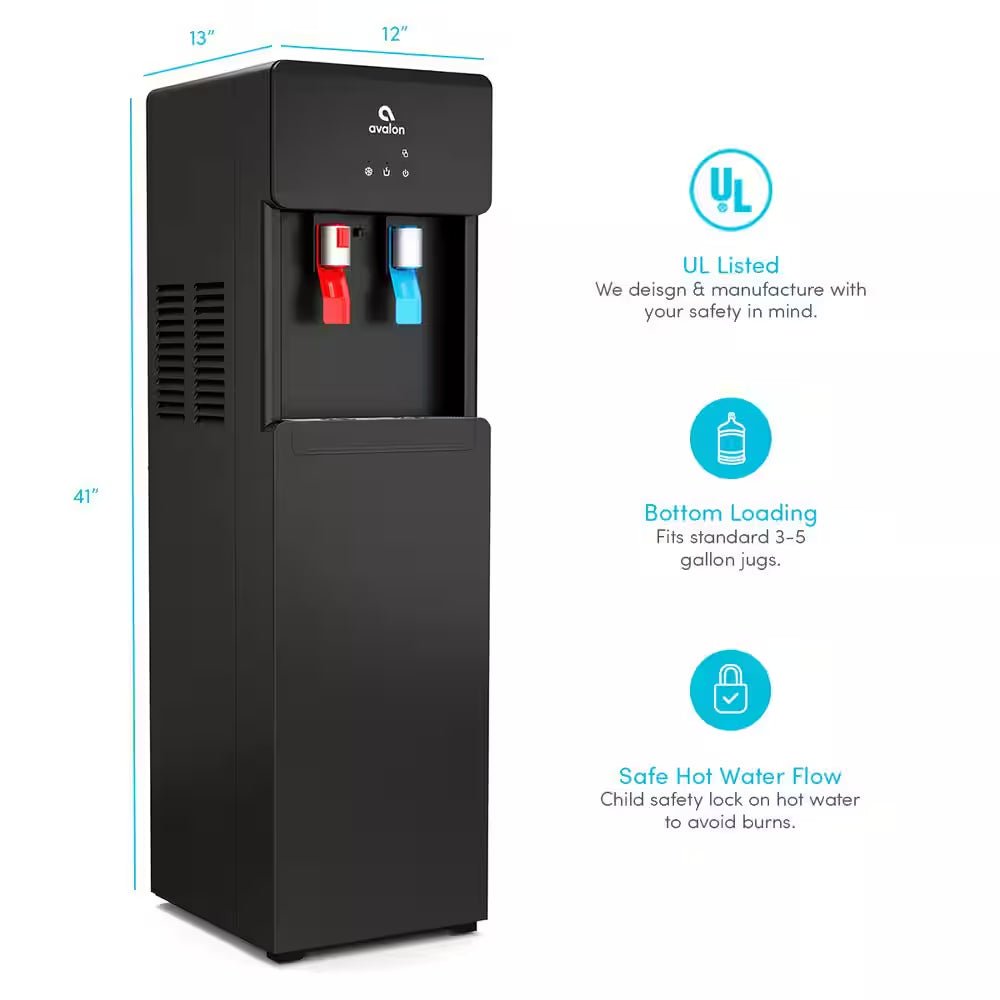 Touchless Bottom Loading Water Cooler Dispenser, Hot & Cold Water, Ul/Energy Star - Black - Brahouse